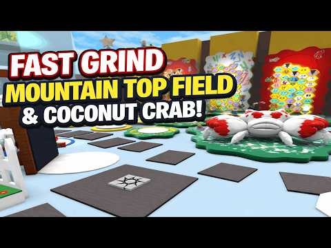 Fast grind mountain top field and coconut crab In Bee Swarm Simulator | Roblox!