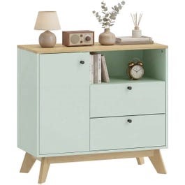 HOMCOM Sideboard, 80 cm Buffet Cabinet with 2 Drawers, Light Green and Oak