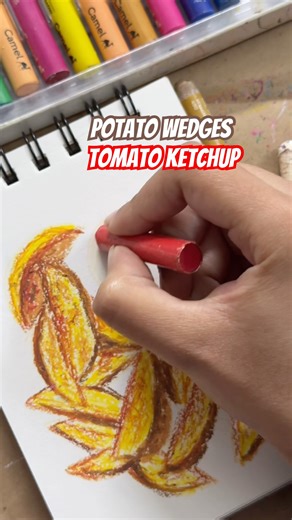 Fries, curly fries or wedges? #art #drawing #oilpastel #shorts #fyp