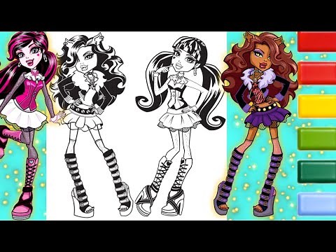 Coloring Monster High Draculaura & Clawdeen Wolf Coloring Page 💀💀💀 Monster High Coloring Page 💀💀💀