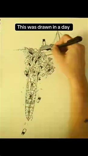 This drawing shows the moment the RMS Titanic breaks in half. #titanic #titanicartefacts