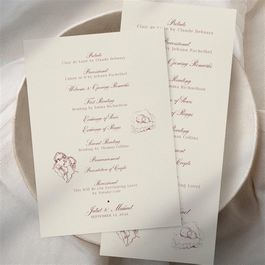 Wedding Ceremony Program, Hand Drawn Illustrations, Editable Order Events (digital Download) - Etsy