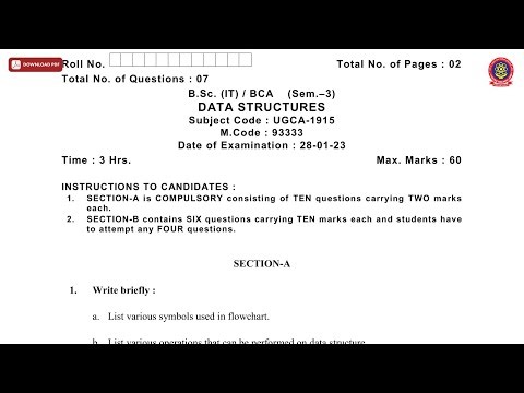 BSC BCA 3RD SEM IT DATA STRUCTURES JAN 2023 | PTU