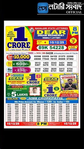 Dear Lottery 8 PM Draw Result 10.12.2025 | Nagaland Lottery | Lottery Sambad Official