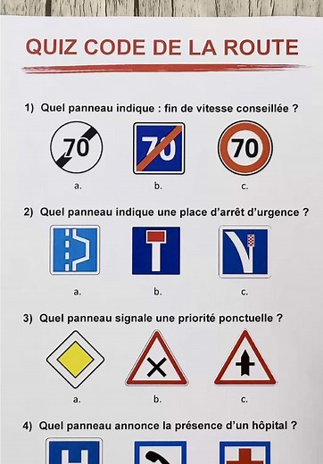 Quiz sur le code de la route en France