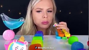 ASMR Frozen Ice Eating, Unicorn cookies, Frozen Jelly Fruit, Macarons Mukbang 먹방 YouTube channel: https://www.youtube.com/watch?v=K_Q5-UocHdE HunniBee Merch: https://hunnibeeasmr.com/ What is ASMR and why am I whispering? ASMR (autonomous sensory meridian response) is a relaxing, often sedative sensation that begins on the scalp and moves down the body. Also known as "brain tingles," or "brain massage" and is triggered by placid sights and sounds such as whispers, accents, crackles, eating sound