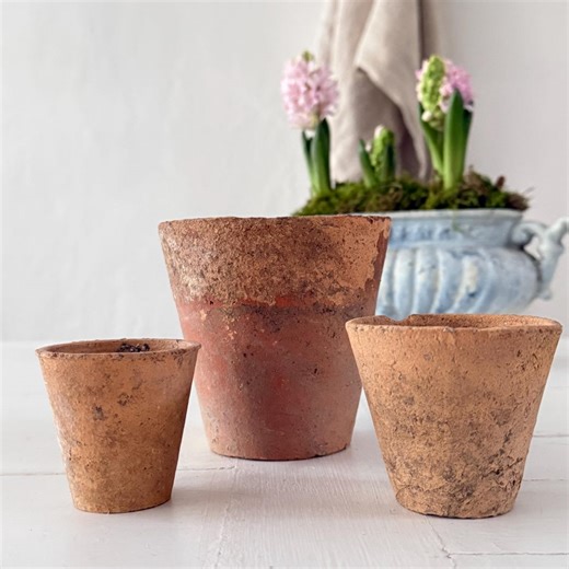 Trio French Antique / Vintage Terracotta Plant Pots - Etsy