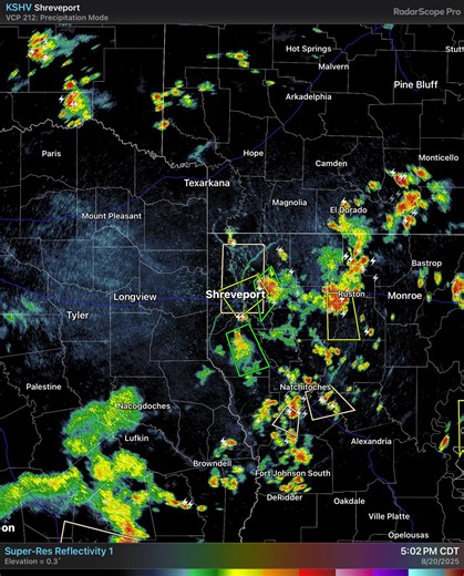 5:35 pm radar update: a number of thunderstorms have developed over our Louisiana Parishes and portions of Arkansas. Strong winds will be a threat through the evening. | US National Weather Service Shreveport Louisiana