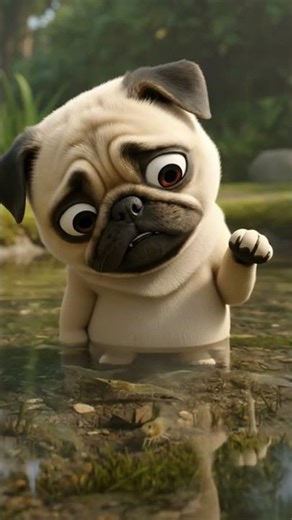Pug and the Shrimp Pond ! #shorts #pug #funnyvideo
