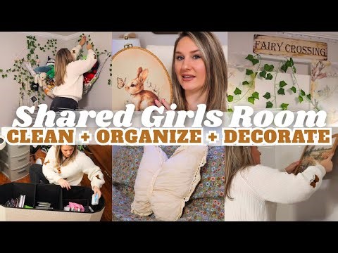 SHARED GIRLS ROOM CLEAN + DECORATE + ORGANIZE | ROOM TRANSFORMATION | MarieLove