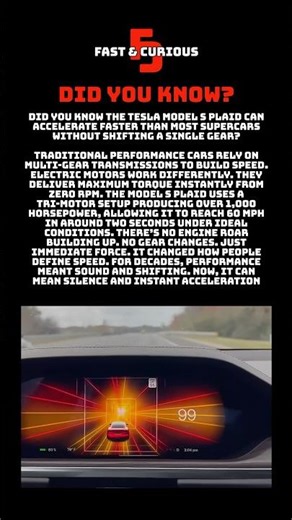 Did you know the Tesla Model S plaid can accelerate faster than most supercars 🚗💨