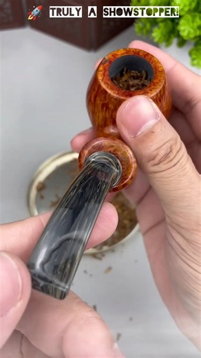 Polished Briar Wood Pipe with Precision Metal Insert TRULY A SHOWSTOPPER! 🚀✨