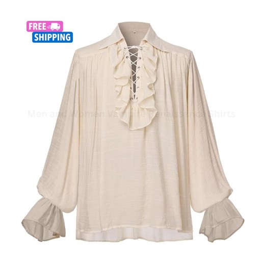 Renaissance Pirate Shirt Victorian Ruffled Medieval Vampire Costume Unisex - Etsy