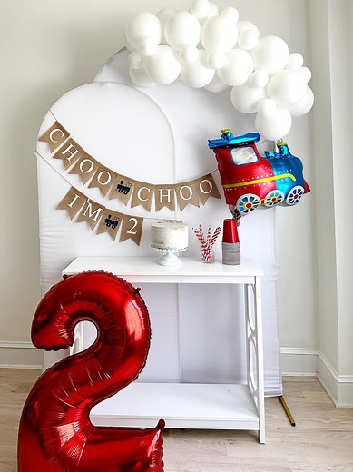 Choo Choo I'm Two Party Decor, Train Birthday Party, Second Birthday Balloon Garland, Train Birthday Banner, Neutral Party Decor - Etsy