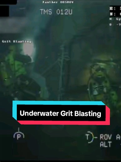 Professional saturation divers set up for grit blasting operations at a depth of negative 73 meters mid-water on an offshore oil and gas structure. Subsea grit blasting is similar to grit blasting on the surface, abrasive particles are propelled at high pressure using compressed air through a nozzle. Divers generally use grit blasting on the weld joints of offshore installations to prepare them for Non-Destructive Testing (NDT). Grit blasting can remove old paint and corrosion exposing clean bar