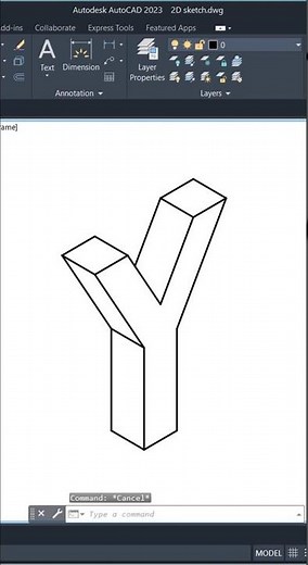 Isometric Alphabet Drawing – Y | 3D Letter Y in AutoCAD (A to Z Isometric Series)
