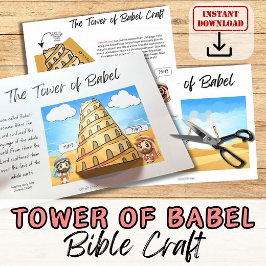 TOWER of BABEL Diy Bible Paper Craft Activity for Kids. Sunday School/ Church Youth Group/homeschool Kit Fun Bible Story Project - Etsy
