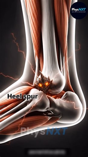 @physnxt on Instagram: "X-ray me heel spur dikha… aur aap maan gaye ki ye permanent problem hai?” Sach thoda uncomfortable hai 👇 Heel spur koi “disease” nahi hota. Ye body ka warning sign hota hai. Jab hip, thigh, calf aur foot muscles weak hote hain, aur aap bina strength ke running, walking ya standing karte rehte ho , to load baar-baar heel par girta hai. Body smart hoti hai. Wo protect karne ke liye bone growth bana leti hai , jise aap X-ray me heel spur bolte ho. Important baat 👉 Heel spu