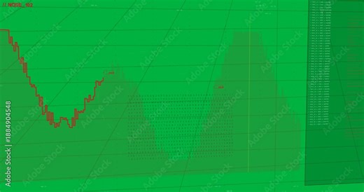 Red chart scanning on label change cursor moving marker rotating showing data on transparent bg