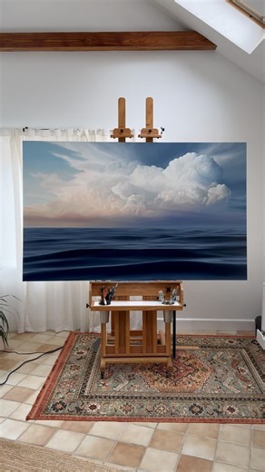 585K views · 142K reactions | One of the biggest oil paintings I’ve ever made. “Morning Light” 47x76” Oil on Canvas . . . #oilpainting #seascape #cloudscape #art #painting #paintingprocess #waves #artist #wavepainting | Derek Macara | Facebook