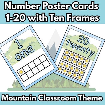 Number Poster Cards | Mountain Themed Classroom Decor | Numbers 1-20 Ten Frames