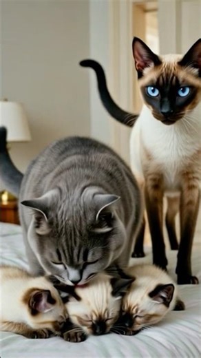 WAWA vs The Blue-Eyed Ninja! 😼🐱 Mama Siamese is ANGRY! #shorts #funnycats #wawa #catboss #catmom