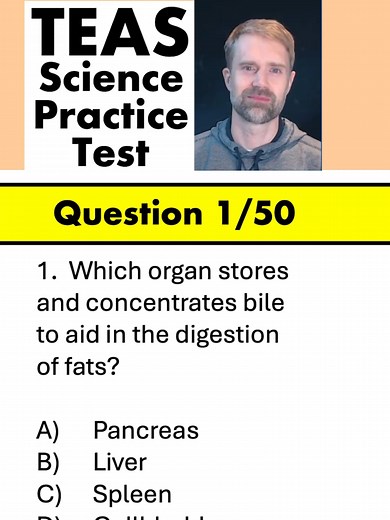 Make sure you know the basic functions of the main organs for the anatomy and physiology questions on the science section of the ATI TEAS 7 exam. Organ function is one of the highest priority, highest yield topics on the TEAS exam. This is an ATI TEAS 7 Science Practice Test Question 1 #teastest #atiteas #atiteas7 #teasexam