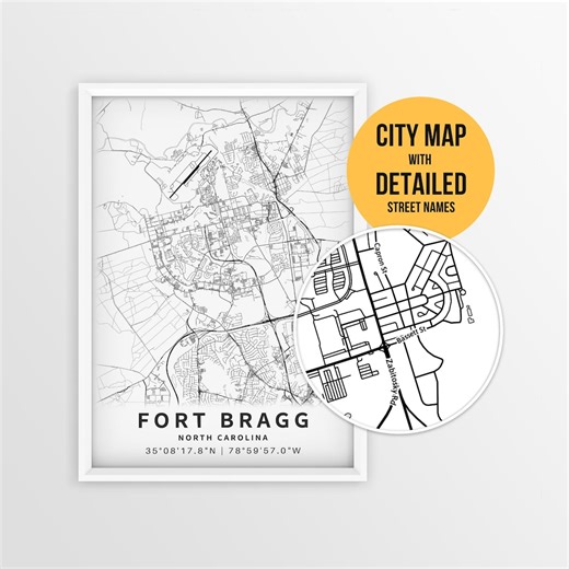 Fort Bragg North Carolina Map Poster, Military Base Map With Street Names (instant Download) - Etsy Australia