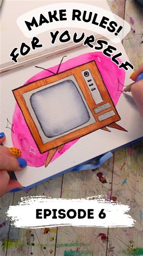 Lacey Walker on Instagram: "Do you hate rules? Normally, I do too, I like spontaneity and struggle with routines. But, I am so thankful I made this rule and routine for myself years ago. I no longer have to abide by any rules because I was able to build the habit of making art and now I choose art over almost any other activity. But, unfortunately I did have to make a rule for myself to get there. In this video I show you how to paint a retro inspired TV with watercolor to celebrate my “no TV ru