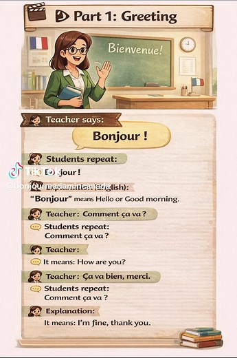 🎬 Learn French Step by Step – Part 1: Greetings! 🇫🇷 Start your French journey with simple and essential phrases like Bonjour and Comment ça va ? Practice speaking aloud and build your confidence from day one! 💬✨ 🎬 Apprenez le français étape par étape – Partie 1 : Salutations ! 🇫🇷 Commencez votre apprentissage avec des phrases simples et essentielles comme Bonjour et Comment ça va ? Pratiquez à voix haute et gagnez en confiance dès le premier jour ! #LearnFrench #FrenchForBeginners #French