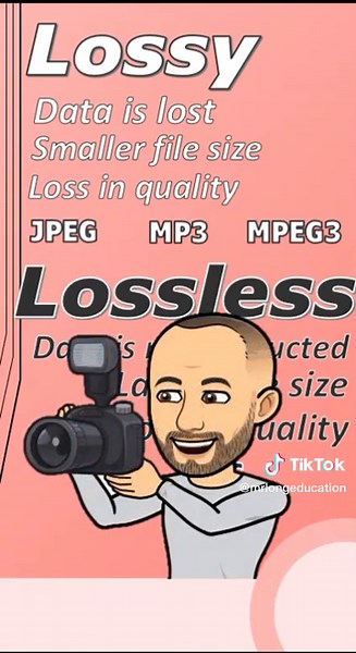 Mr Long Computer Terms: What is the difference between Lossy and Lossless compression? Go to our YouTube channel for more videos at tinyurl.com/MrLongComputerTerms #mrlongeducation #MrLongComputerTerms #compression #lossy #lossless #CAT #IT #Grade12 #computerapplicationstechnology #informationtechnology #studytok #computertok #learntok #DoItTheMrLongWay