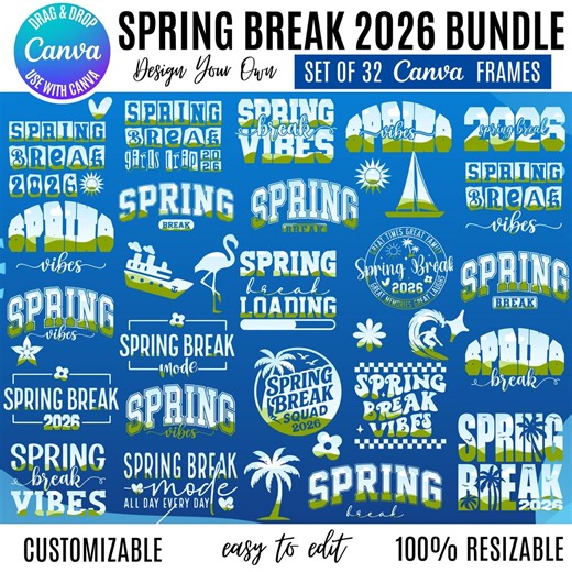 Spring Break 2026 Canva Designs, Vacation Shirt Templates (digital Download) - Etsy