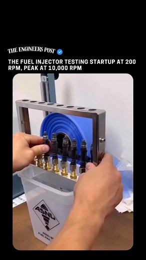 The Engineers Post on Instagram: "A fuel injector testing machine works by simulating engine conditions to check how injectors spray fuel. It starts at low speed (like 200 RPM) and gradually increases to high speed (up to 10,000 RPM). The machine uses a pump to supply fuel at controlled pressure, then pulses the injector electrically just like in an engine. Sensors and measuring units track fuel delivery, spray pattern, leakage, and response time. This helps identify if an injector is clogged, l