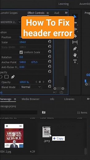 how to fix header error in premiere pro cc - tutorial #premierepro