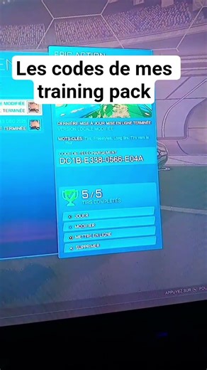 les codes de mes training pack (dont la dernière vidéo était Epic Action) #footcar #rocketleague #rl