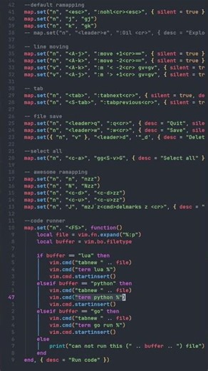neovim keymaps auto run file #python #coding #neovim
