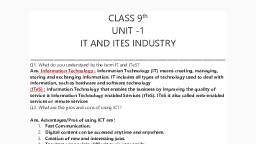 unit 1 notes  - Information Technology - Notes - Teachmint