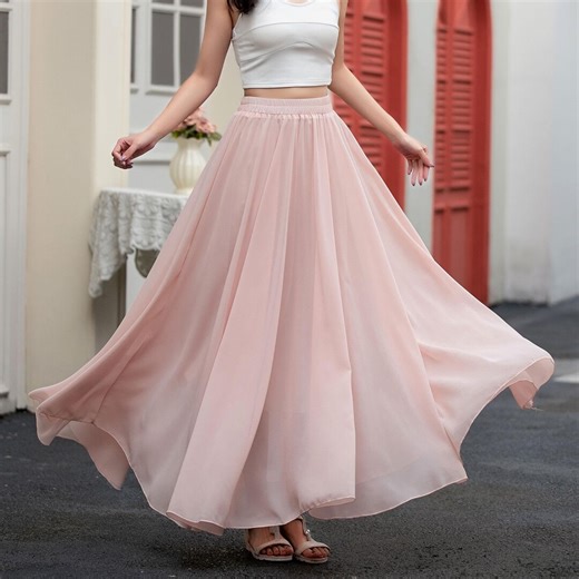 Summer Bohemian Chiffon Circle Swing Maxi Skirt, Womens High Waist Chiffon Skirt, Oversized Chiffon Skirt, Casual Outings, Ylistyle C5034 - Etsy