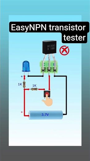Easy NPN transistor tester, simple circuit diagram 👍👍