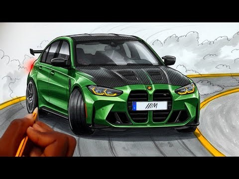 How to Draw a BMW M4 Drifting (Pencil Only)