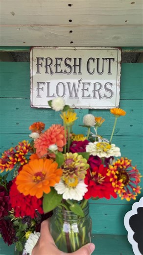 Freshly made bouquets at the flower stand:) #WhiteBarnBlossoms #Bouquets #cutflowers #cutflowerfarm