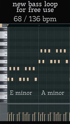 🎵 Bass loop for FREE use | 68/136 bpm | E minor A minor