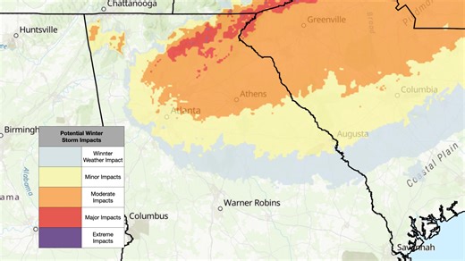 Ice storm update today. Sunday's GA local weather forecasts