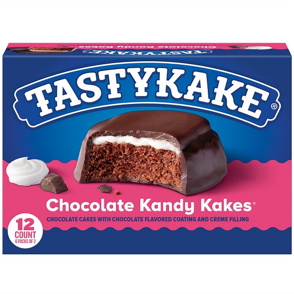 Tastykake Chocolate Kandy Kakes, 12 Count, 6 Packs of 2 Chocolate Creme Filled Snack Cakes, Shelf-Stable