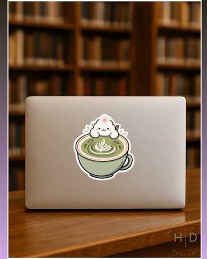 Cute Matcha Morning Aesthetic Vinyl Sticker