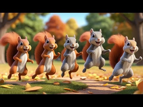 Cinco Pequeñas Ardillas Corren, Corren, Corren | Canción de Animales y Movimiento