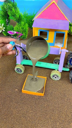 Amazing Mini Tractor Pouring Concrete into Pillar | Satisfying DIY Construction 🚧 #shorts