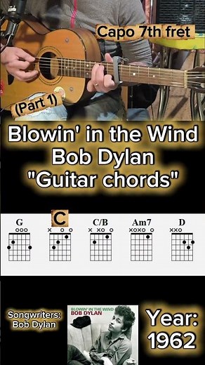 Blowin' in the wind (Bob Dylan) TUTORIAL 🎸 (Part 1) #guitartutorial #tutorialchitarra