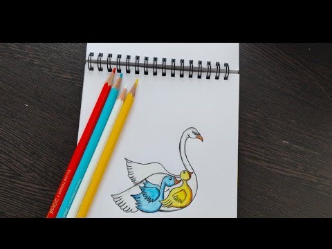 How to Draw a Mother Duck & Her Ducklings | Easy Step-by-Step Tutorial 🦢✍️easy duck drawing 🦆😊