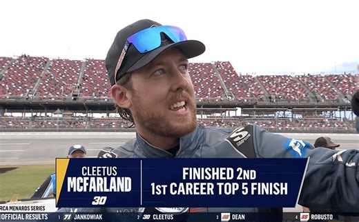 Cleetus McFarland talks second-place run at Talladega: 'What an insane day of racing' - ARCA